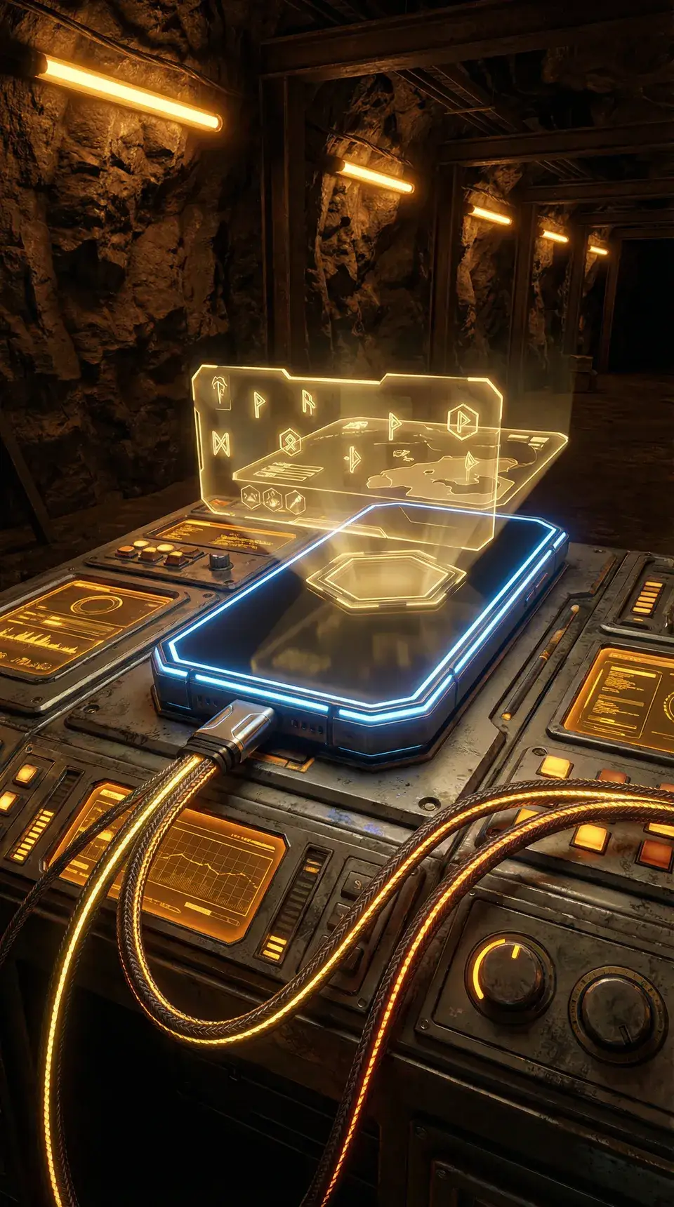 德州扑克app APP便携终端展示 - 赛博智能手机界面